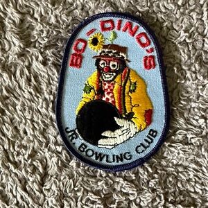 Bo' Dino's Jr. Bowling Club Embroidered Patch - Light Blue, Yellow, Black